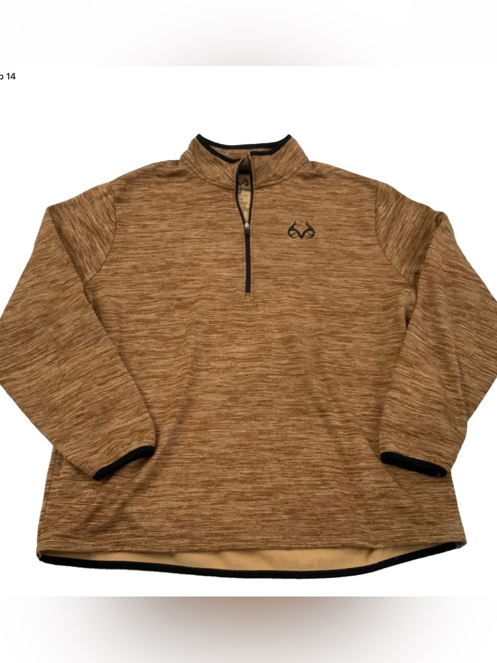 Realtree Men’s 2XL 1/4 Zip Pullover Brown Tan Marled Knit Fleece Lined Hunting